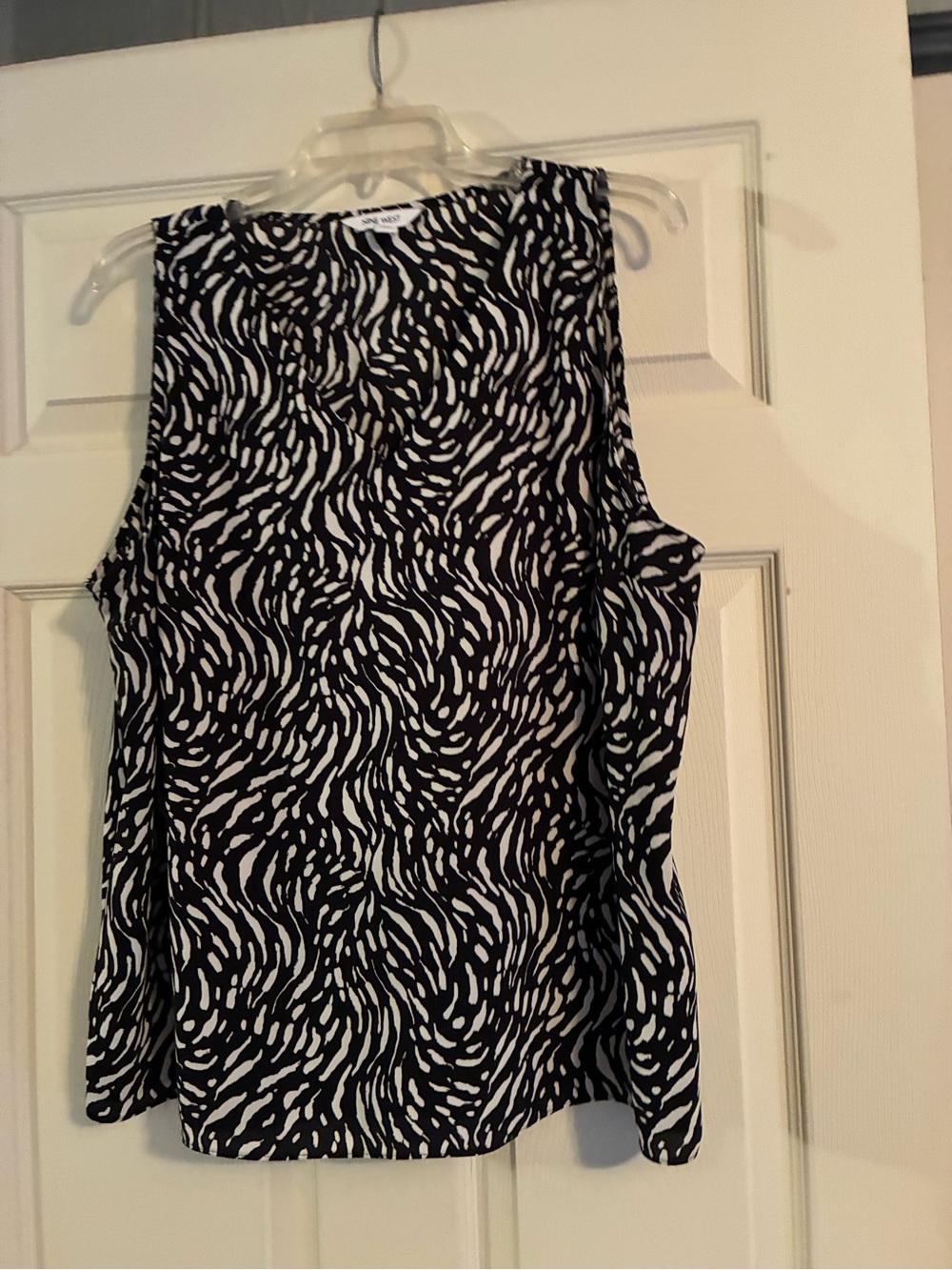 Nine West Black and White Sleeveless Patterned Tunic XXL
